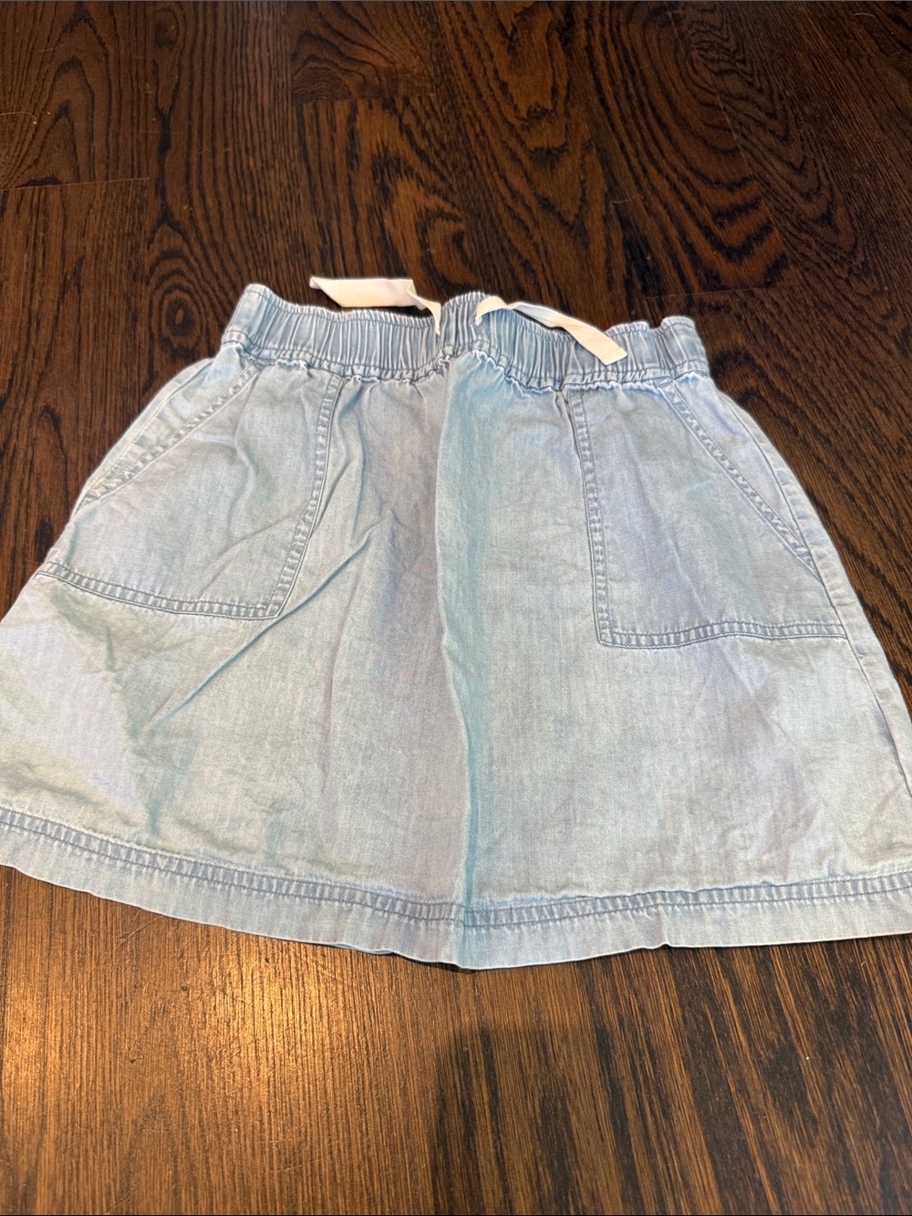J crew chambray Light Wash Denim Mini Skirt with Drawstring Waist